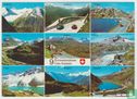 Nufenen Gotthard Grimsel Susten Klausen Furka Flüela Simplon Oberalp Schweizerpässe Switzerland Postcard - Afbeelding 1