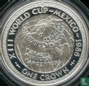 Île de Man 1 crown 1986 (BE - cuivre-nickel argenté) "Football World Cup in Mexico - World globe" - Image 2
