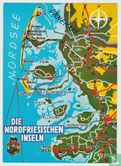 Nordfriesische Inseln, North Frisian Islands, Map Germany Postcard - Afbeelding 1