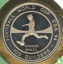 Suriname 100 Gulden 1994 (PP - Kupfer- Nickel) "Football World Cup in USA - Winner Brazil" - Bild 1