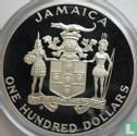 Jamaica 100 dollars 1990 (PROOF) "Football World Cup in Italy" - Image 2