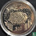 Singapore 10 dollars 1995 (PROOFLIKE) "Year of the Pig" - Afbeelding 2