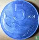 Italië 5 lire 1991 - Afbeelding 1