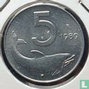 Italien 5 Lire 1989 (Kehrprägung) - Bild 1