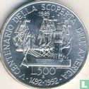 Italië 500 lire 1989 "Christopher Columbus - 500th anniversary Discovery of America" - Afbeelding 1