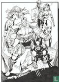 X-Men - - Dibujo original - Wolvernie, Colossus, Gambit, Rogue, Psylocke - Afbeelding 2