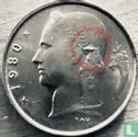 Belgium 1 franc 1980 (NLD - misstrike) - Image 1