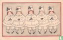 Vijf meisjes in wit gekleed en handen in moffen - Image 1