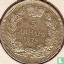 Serbia 5 dinara 1879 (edge type 1) - Image 1