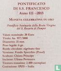 Vaticaan 20 euro 2015 (PROOF) "Pontifical Sanctuary of the Blessed Virgin Mary of the Holy Rosary of Pompeii" - Afbeelding 3