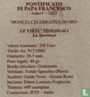 Vaticaan 200 euro 2013 (PROOF) "Theological virtues - Hope" - Afbeelding 3