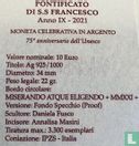Vaticaan 10 euro 2021 (PROOF - kleurloos) "75th anniversary of UNESCO" - Afbeelding 3