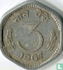 India 3 paise 1967 (Calcutta - type 1) - Image 1