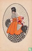 Vrouw met oranje jas - Afbeelding 1