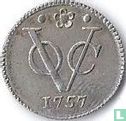 VOC ½ duit 1757 (Holland - silver) - Image 1