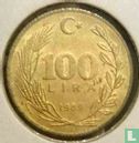 Turkije 100 lira 1989 (type 1 - Mexico) - Afbeelding 1