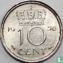 Pays-Bas 10 cent 1956 (fauté) - Image 1