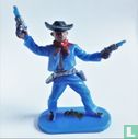 Cowboy met 2 revolvers schietend in de lucht (blauw) - Afbeelding 1