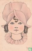 Portret van meisje met pijpekrullen en roze muts - Image 1