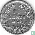 Netherlands 10 cents 1849 (type 3) - Image 1