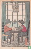 Twee kinderen drinken aan tafel - Bild 1