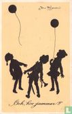 Silhouet van kinderen met ballonnen - Afbeelding 1
