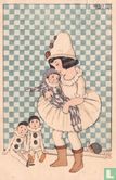 Pierrot meisje met vier poppen - Image 1
