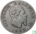 Italy 1 lira 1863 (T - with crowned escutcheon) - Image 1
