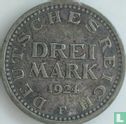 Empire allemand 3 mark 1924 (F) - Image 1
