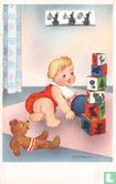 Kind met bal, blokken en teddybeer - Image 1