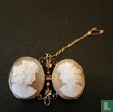 Double Shell Cameo Brooch in Gold - Image 1
