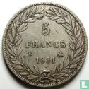 Frankrijk 5 francs 1831 (Tekst incuse - Bloot hoofd - B) - Afbeelding 1