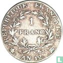 Frankrijk 1 franc AN 12 (MA - BONAPARTE PREMIER CONSUL) - Afbeelding 1