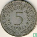 Allemagne 5 mark 1951 (F) - Image 1