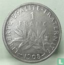 Frankrijk 1 franc 1908 - Afbeelding 1