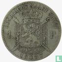 Belgique 1 franc 1887 (L. WIENER) - Image 1