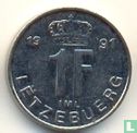 Luxemburg 1 franc 1991 - Afbeelding 1