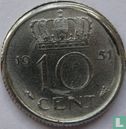Niederlande 10 Cent 1951 (Prägefehler) - Bild 1