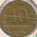 Indonesië 10 rupiah 1974 "FAO - National Saving Program" - Afbeelding 1