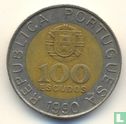 Portugal 100 escudos 1990 (5 rangées de stries) - Image 1