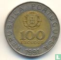 Portugal 100 escudos 1991 (5 rangées de stries) - Image 1