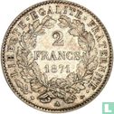 Frankrijk 2 francs 1871 (grote A) - Afbeelding 1