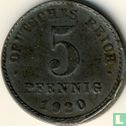 Duitse Rijk 5 pfennig 1920 (J) - Afbeelding 1