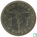 Belgium 1 franc 1933 (FRA) - Image 1