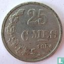 Luxembourg 25 centimes 1954 (coin alignment) - Image 1