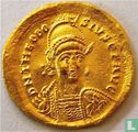 Romeinse Rijk, goud Solidus, 402-450 AD, Theodosius II, Thessalonica, 424-425 AD - Afbeelding 2