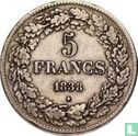 België 5 francs 1838 - Afbeelding 1