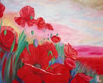 Klaprozenlandschap rood
