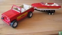 Jeepster, boat and trailer