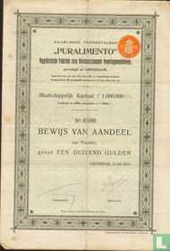 Puralimento, Bewijs van aandeel aan toonder, 1.000,= Gulden